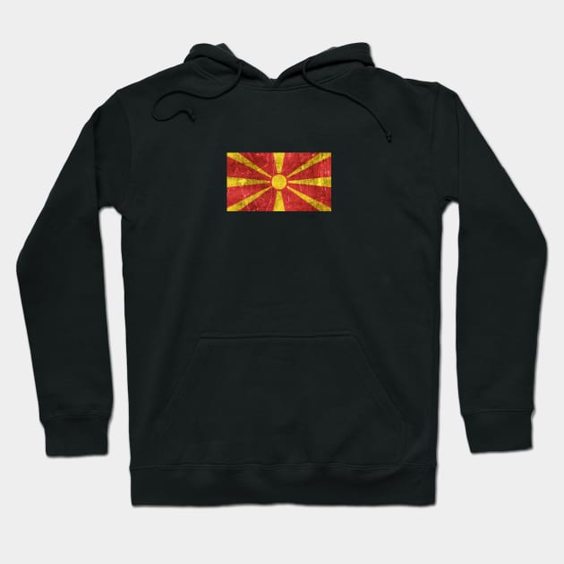 Vintage Aged and Scratched Macedonian Flag Hoodie by jeffbartels